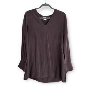 Ecru V-Neck Long Sleeve 100% Silk Tunic